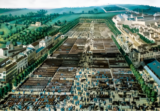 Le Marché aux bestiaux, Aquarelle représentant le marché aux bestiaux de Poissy (1867)