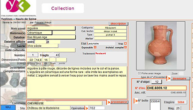 Fiche descriptive d’une céramique (extrait de la base "Objectif Mémoire" du Service archéologique)